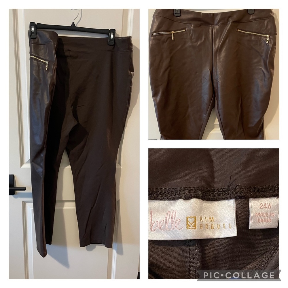 Belle by Kim Gravel Faux Leather Pointe Pant with Hip Zippers
